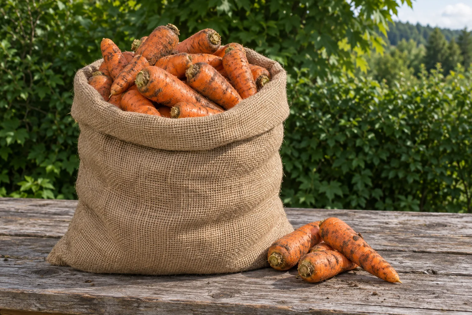 Illustration de carottes dans un sac ouvert